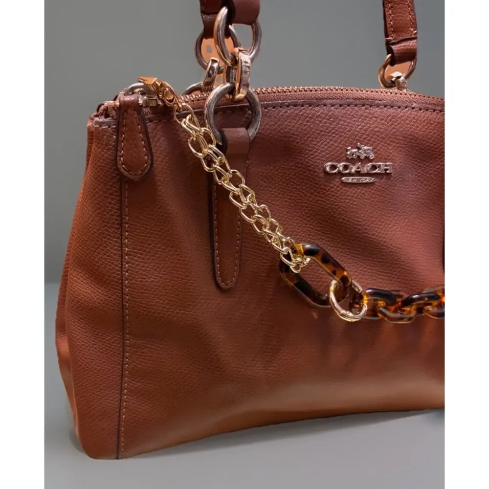 Coach - Christie Carryall Saddle Gold Two Way Handbag With strap & Charm - Picture 4 of 14